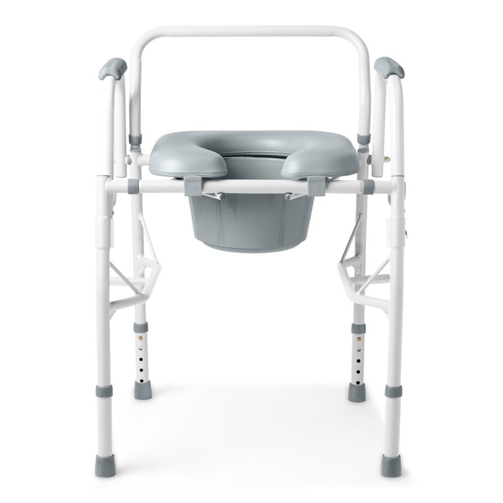 Padded Steel Drop-Arm Commode